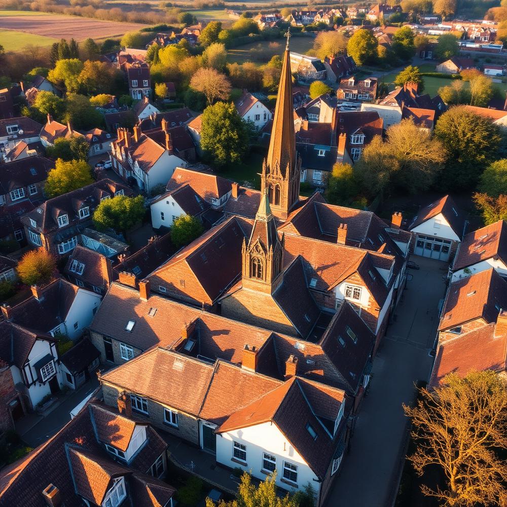 Aerial view of an Essex market town