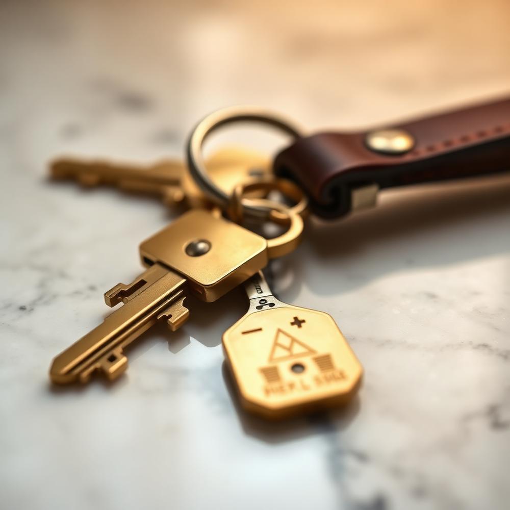 Brass keys on marble